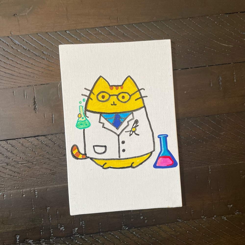 Colorful Cat Scientist Canvas Art